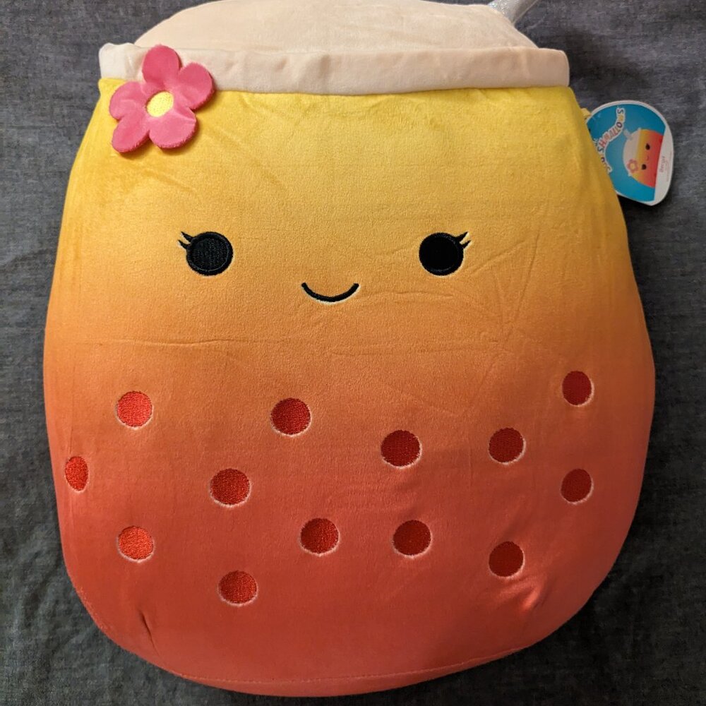 Squishmallow 16 Inch Bergit Pink Boba Drink Plush